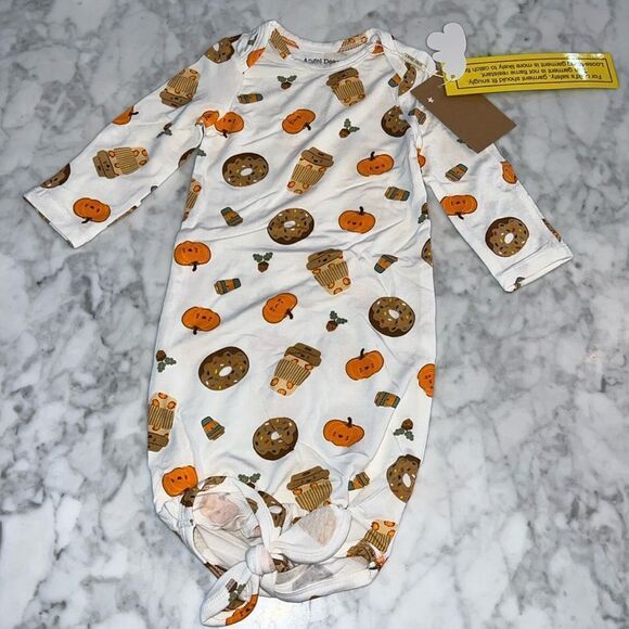 Angel Dear Other - NWT ANGEL DEAD PUMPKIN THANKSGIVING KNOTTED GOWN 0/3M